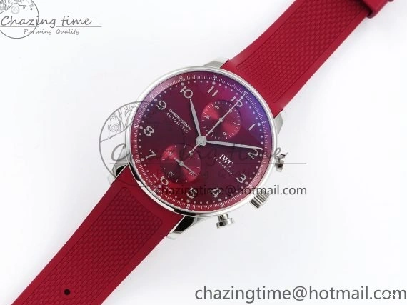 MIROTIME 0301 Reliable Portuguese Chrono IW3716 Z+F 1:1 Best Edition Red Dial on Red Rubber Strap A 7015